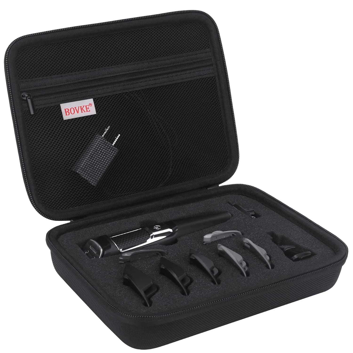BOVKE Travel Case for Philips Norelco Multigroom Series 3000 MG3750 All-in-One Electric Trimmer & Grooming Attachments, Extra Mesh Pocket for AC Power Charger Accessories, Black