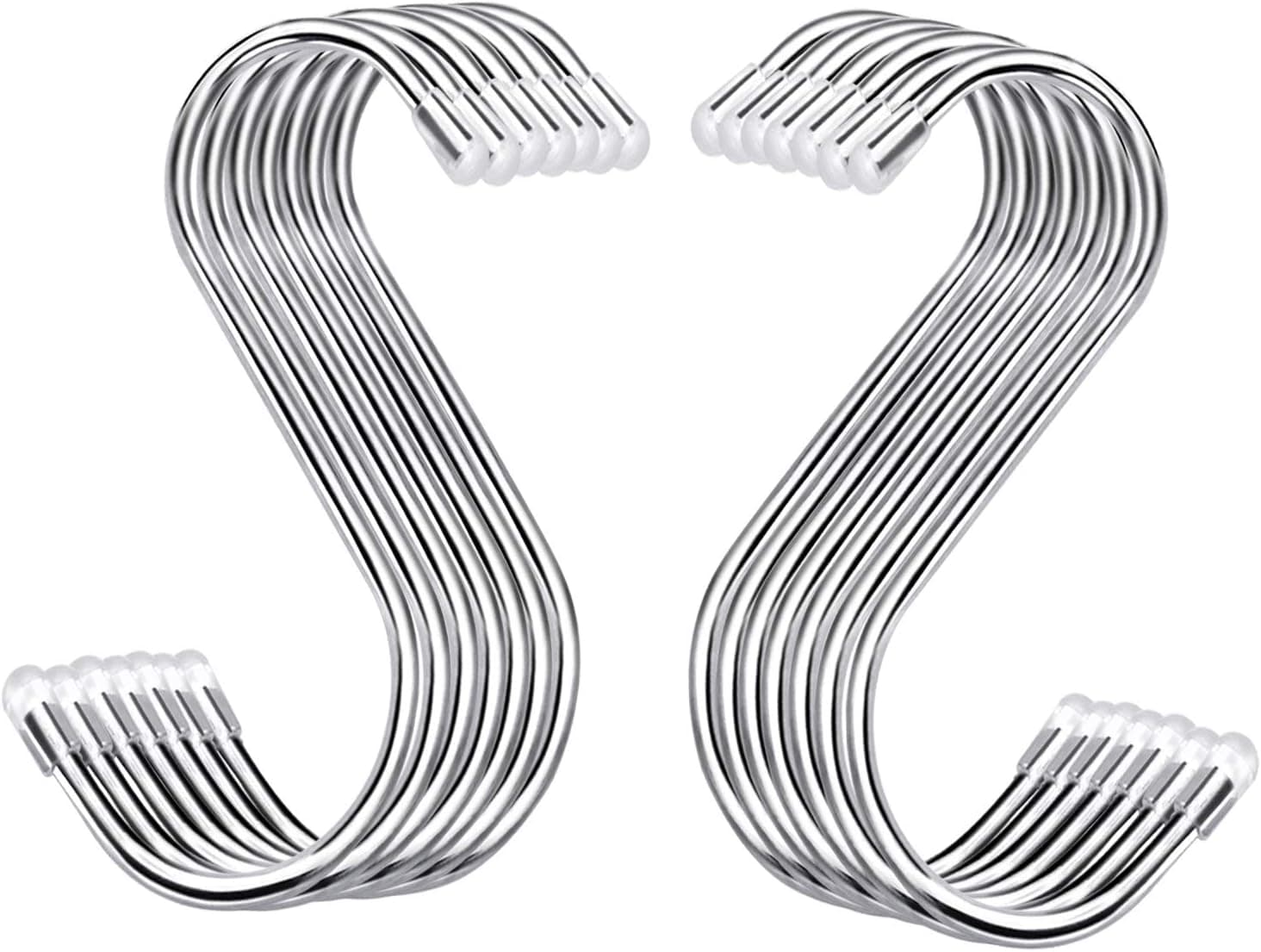 HiGift 18 Pack S Shaped Hooks Stainless Steel Metal Hangers Hanging Hooks Medium Size for Kitchen,Work Shop,Bathroom,Garden