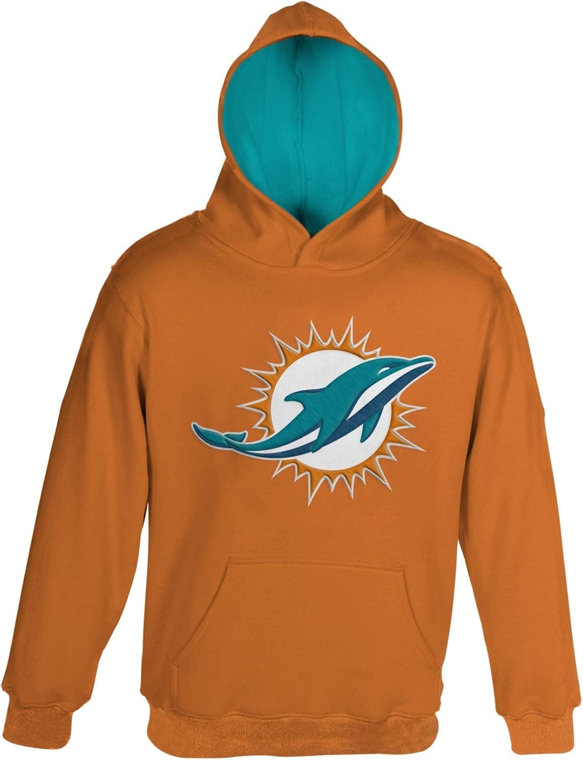 NFL Youth Boys 8-20 Miami DOLPHINS "PRIMARY" PULLOVER HOODIE -ALT Orange L (14-16)