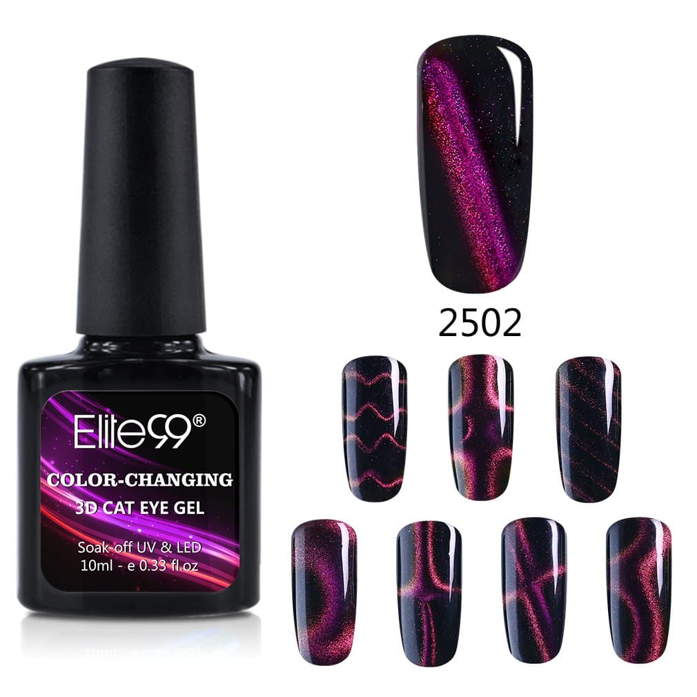 Elite99 Gel Nail Polish Chameleon Color Changing 3D Cat Eye Line Soak Off UV LED Gel Nail Lacquer Varnish 10ml 2502 (Not Include Magnet)
