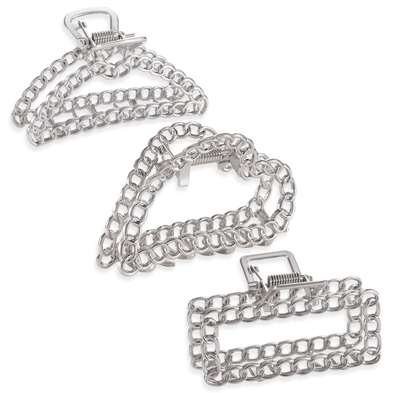 3 Pieces Metal Hair Claw Clips Silver Plated Vintage Hollow Hair Claw Jaw Clamp Large Claw Clips for Thick Hair Accessories for Women Girls
