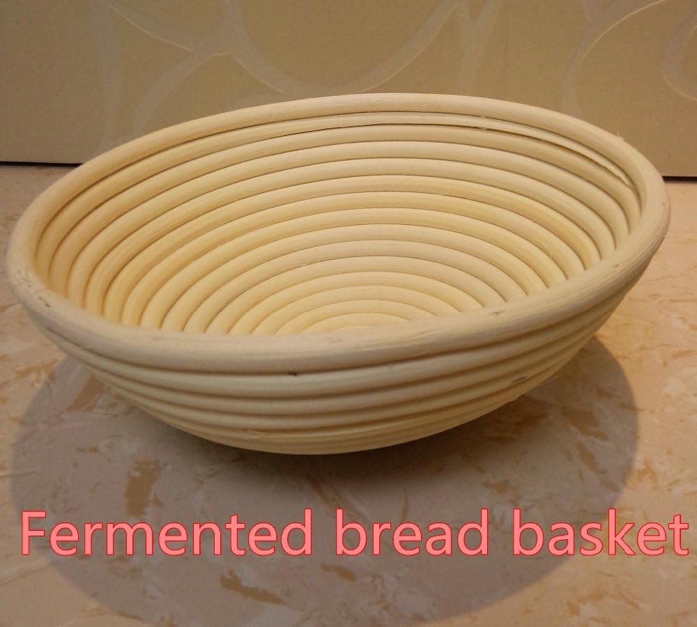 Round banneton proofing bread dough rising rattan basket & cloth liner - 8.5 Inch