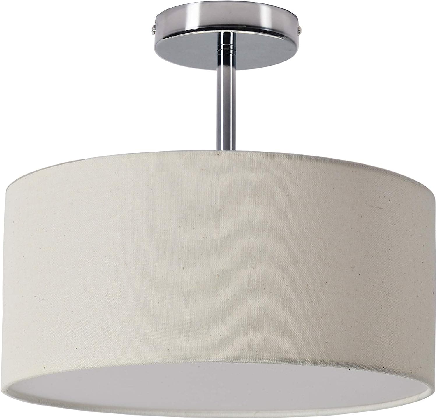 Modern 2-Light Semi Flush Mount Ceiling Light Fixture Drum Light with Linen Fabric Shade for Bar, Dining Room, Corridor,Kitchen,Living Room Hallway Bathroom. LED Bulb(not Include)