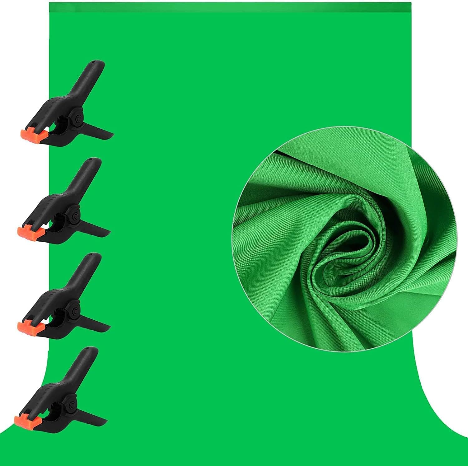 9.5 X 6 FT Green Screen Backdrop, Photography Chromakey Virtual Background for Zoom Streaming Meeting, High Density Opaque Polyester Fabric GreenScreen Sheet for Gaming Video Studio, 4 Spring Clamps