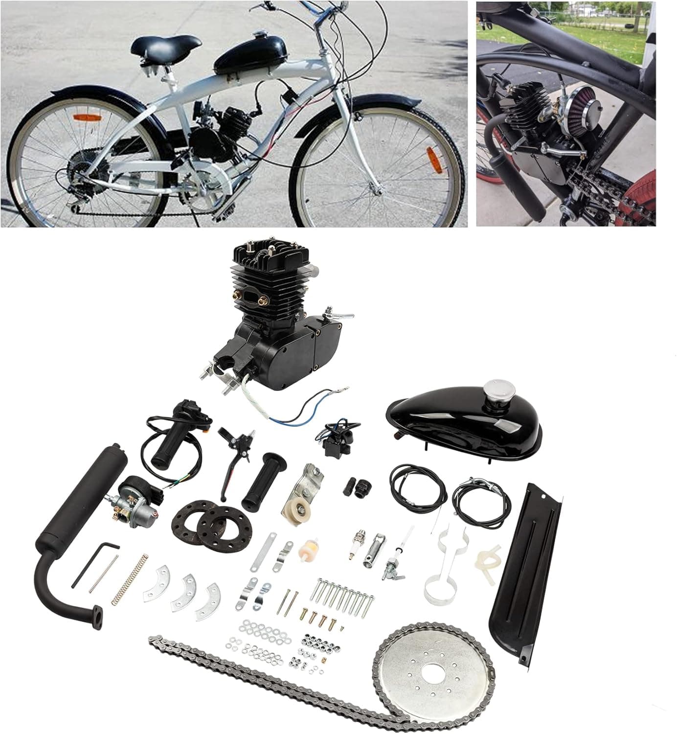 MOTOOS 2-stroke 50cc engine kit Compatible with most 26" or 28' wheeled bikes with V-frame For Bicycle Mountain and Road Bike Motorized Motor Bike