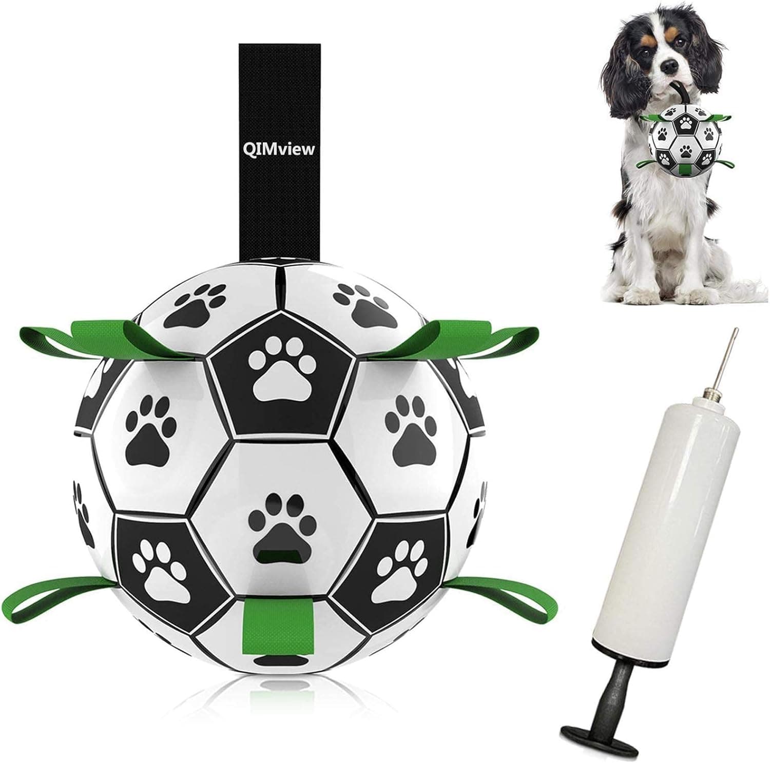 Dog Soccer Ball with Grab Tabs, Dog Tug Toy Interactive Wobble Dog Balls, Dog Water Toy, Durable Toys for Puppy Dogs and Medium Dogs(6 inch) with Pump & Needle