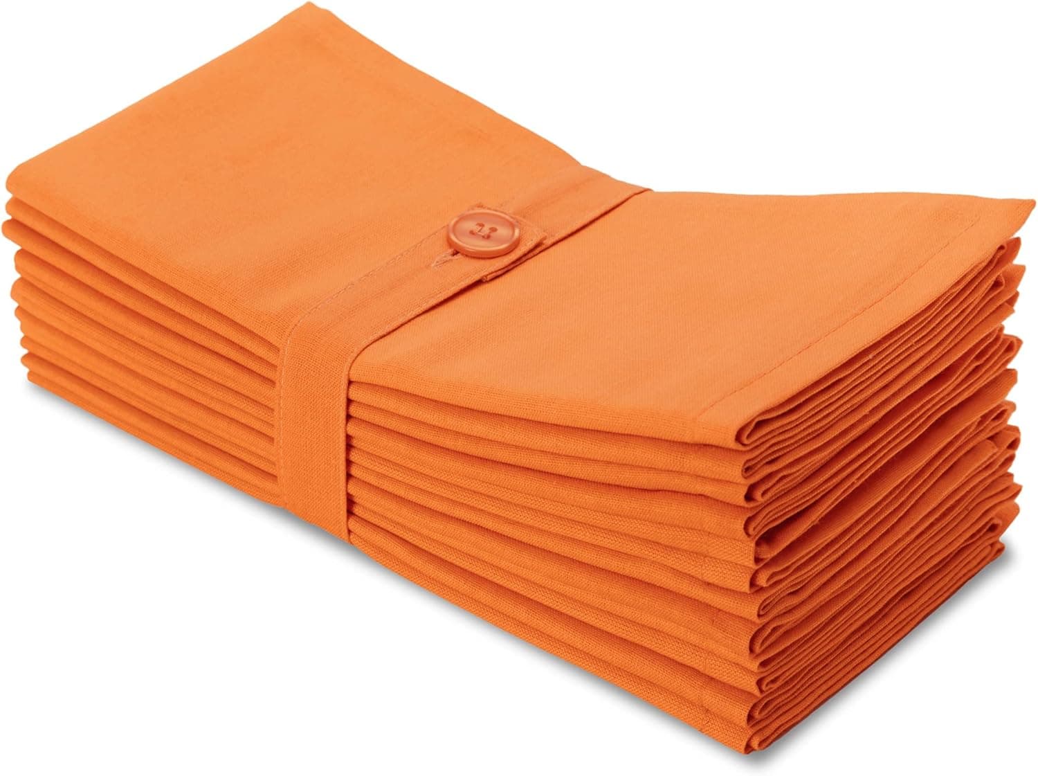 COTTON CRAFT Cloth Napkins - Set of 12 Solid Color 100% Cotton Everyday Dinner Napkin - Fall Harvest Pumpkin Autumn Holiday Party Gift Soft Washable Reusable Napkin - Oversized 20x20 - Orange Saffron