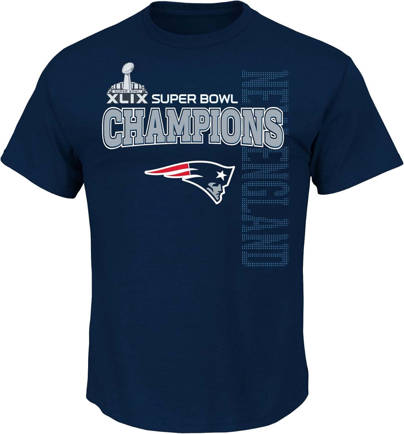 NFL Super Bowl XLIX Champion New England Patriots Men's No Idle Threat III Tee, Small, Navy