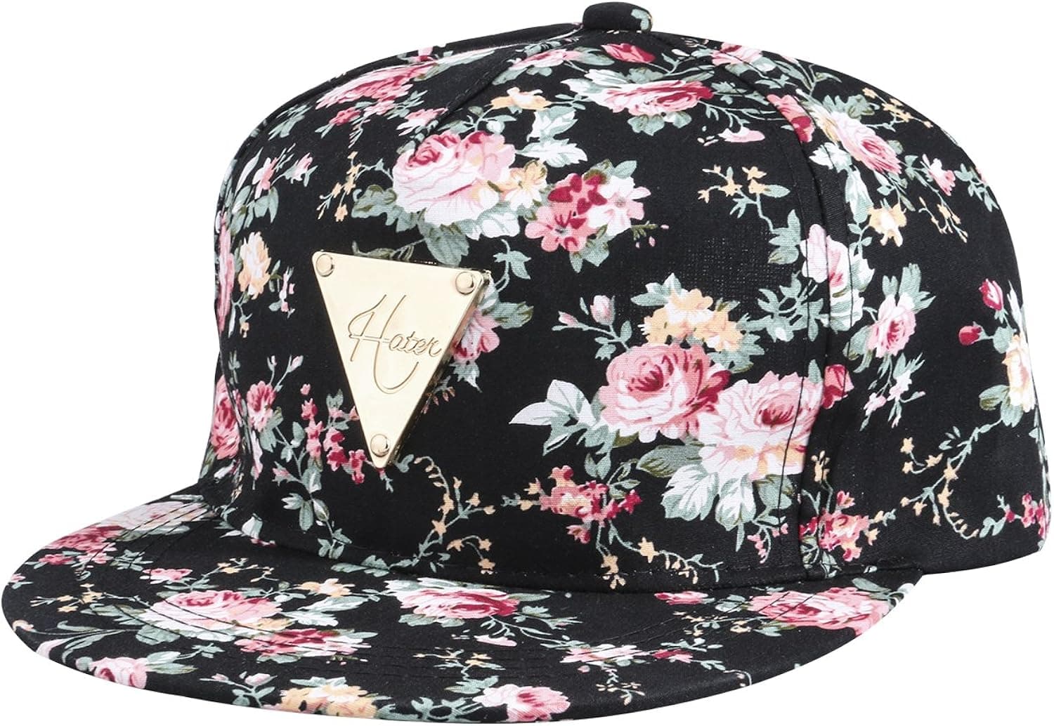 Yonala Fashion Floral Snapback Hip-Hop Hat Flat Peaked Baseball Cap for Four Seasons
