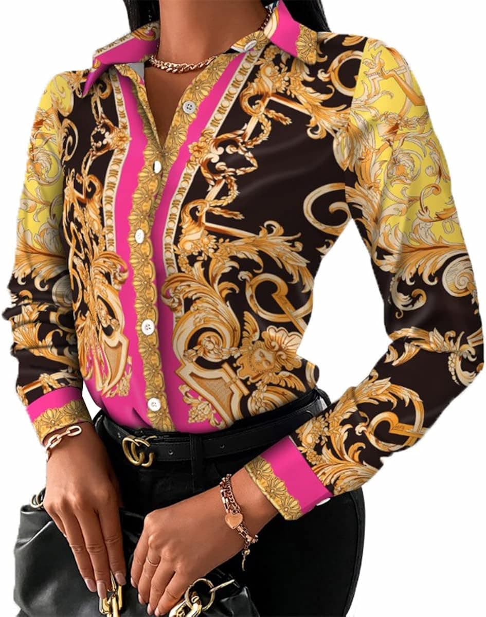 Blouses for Women Button Down Fashion Business Casual Long Sleeve Dressy Shirts Sexy Tops