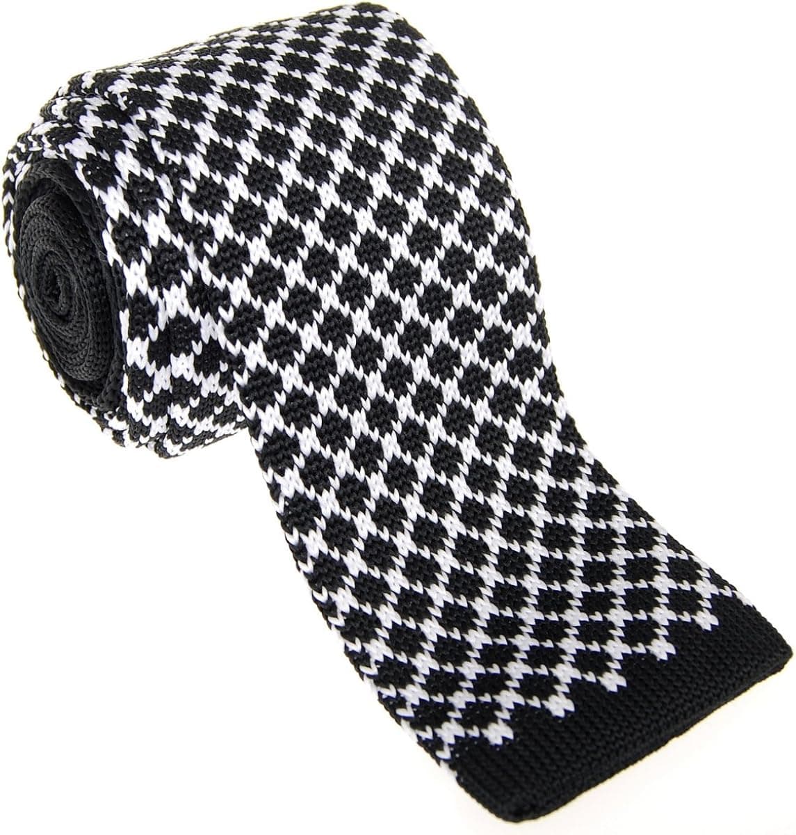 Retreez Casual Rhombus Pattern Men's 2.4" Skinny Knit Tie - Various Colors