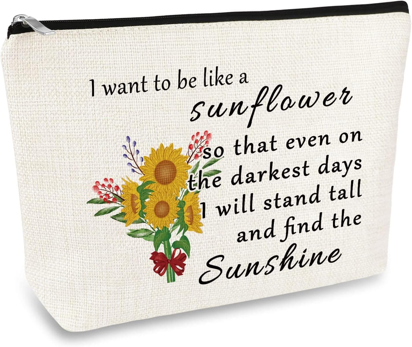 Inspirational Gift Sunflower Gifts Makeup Bag for Girls Women Sunflower Lovers Gift Friendship Gifts Cosmetic Bag Graduation Birthday Gift for Best Friend Sister Daughter Nurse Coworker Cosmetic Pouch