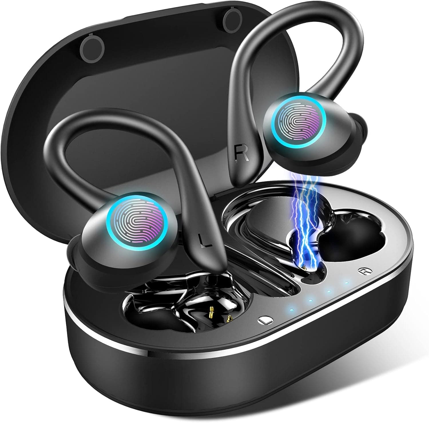 Wireless Earbud, Bluetoth 5.1 Sport Headphones in Ear with Earhooks, Bluetoth Earbud Wireless Headphones with Immersive Sound, IP7 Waterproof Earphones, Noise Cancelling Headset [2022 New Model]