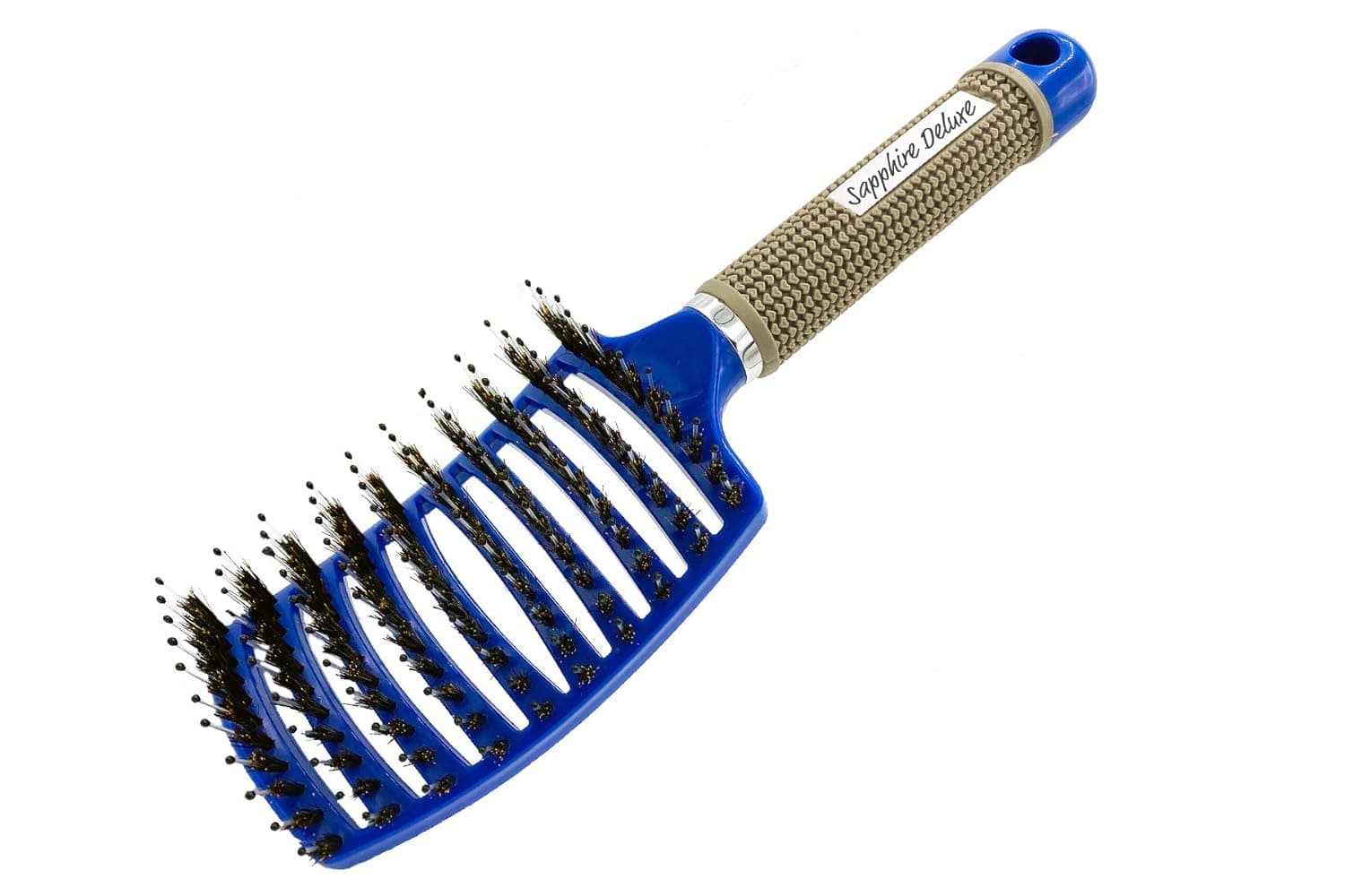 Zabolight Premium Vent Boar Bristle Hair Brush Vented Detangling Oversize Hair Brush for Thick Long Curly Hair, Curved Fast Blow Drying Brush for Women & Men (Blue)
