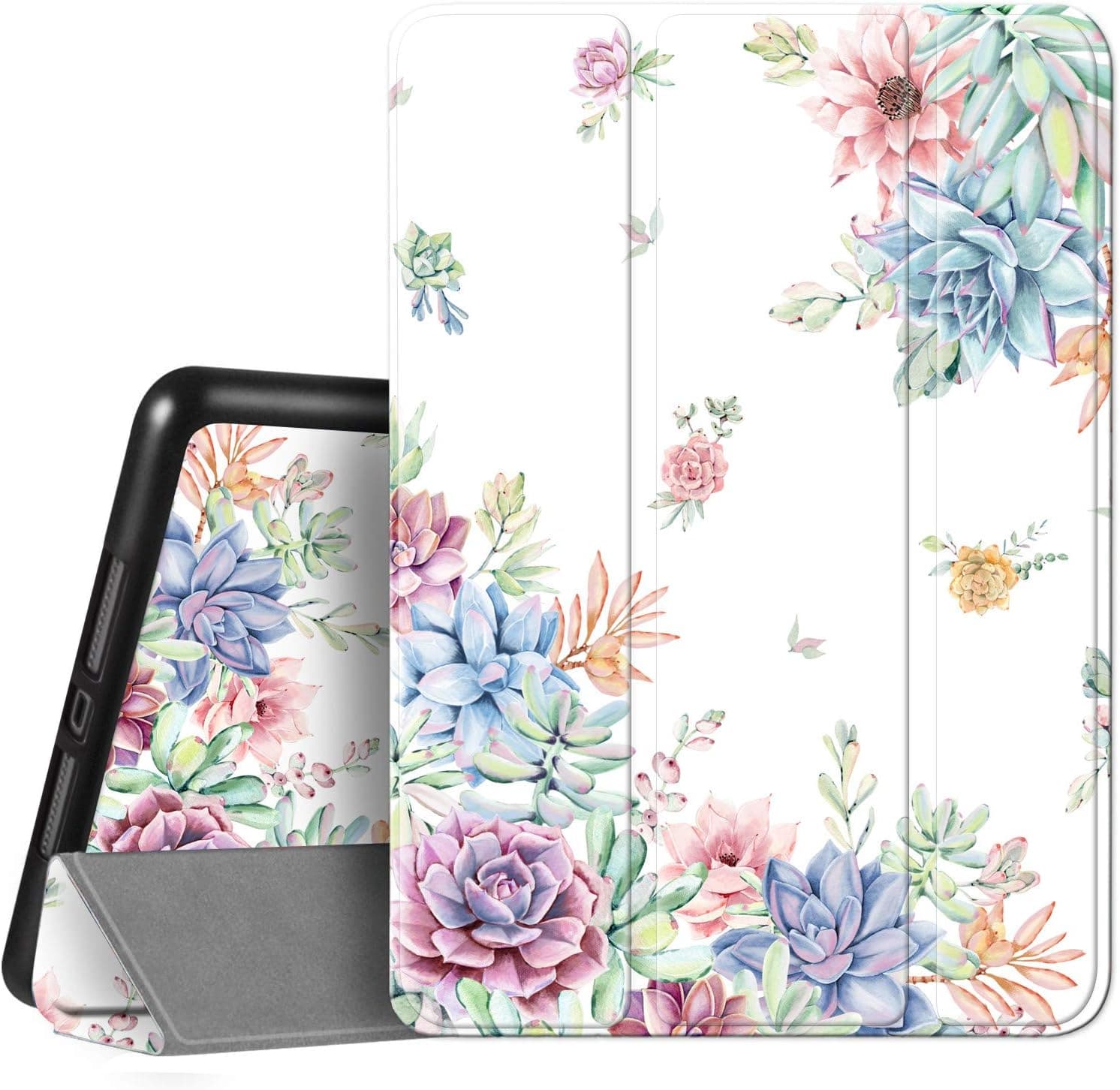 Hi Space iPad Case for iPad 10.9 10th Generation, Cactus Succulent Cute Trifold Flower Slim Protective Floral Cover Shockproof Auto Sleep Wake
