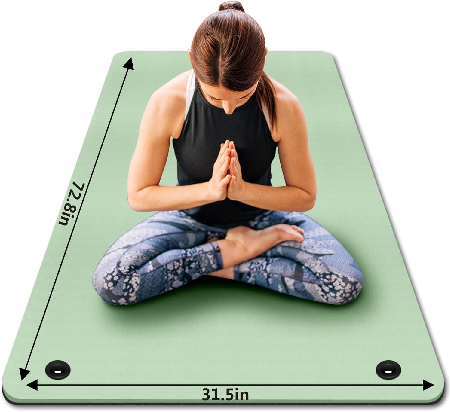 Hangable Yoga Mat Non Slip Textured Surface Eco Friendly Yoga Mat with Carrying Strap, Thick Exercise & Workout Mat for Yoga, Pilates and Fitness (green)