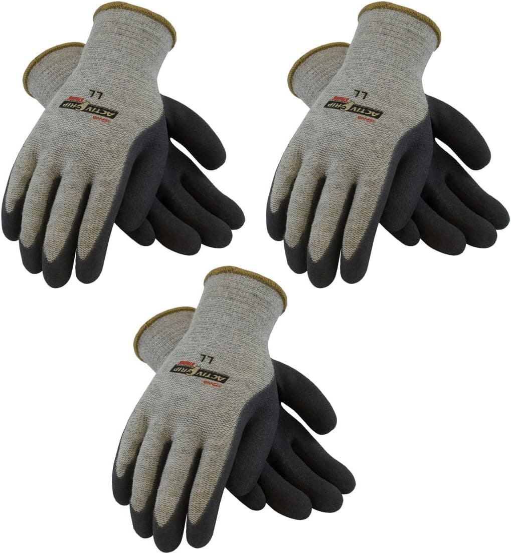 ActiveGrip 38-1460 PowerGrab Polyester Glove with Nitrile Coated Grip, 3 Pack Sizes Small thru X-Large (Extra Large)