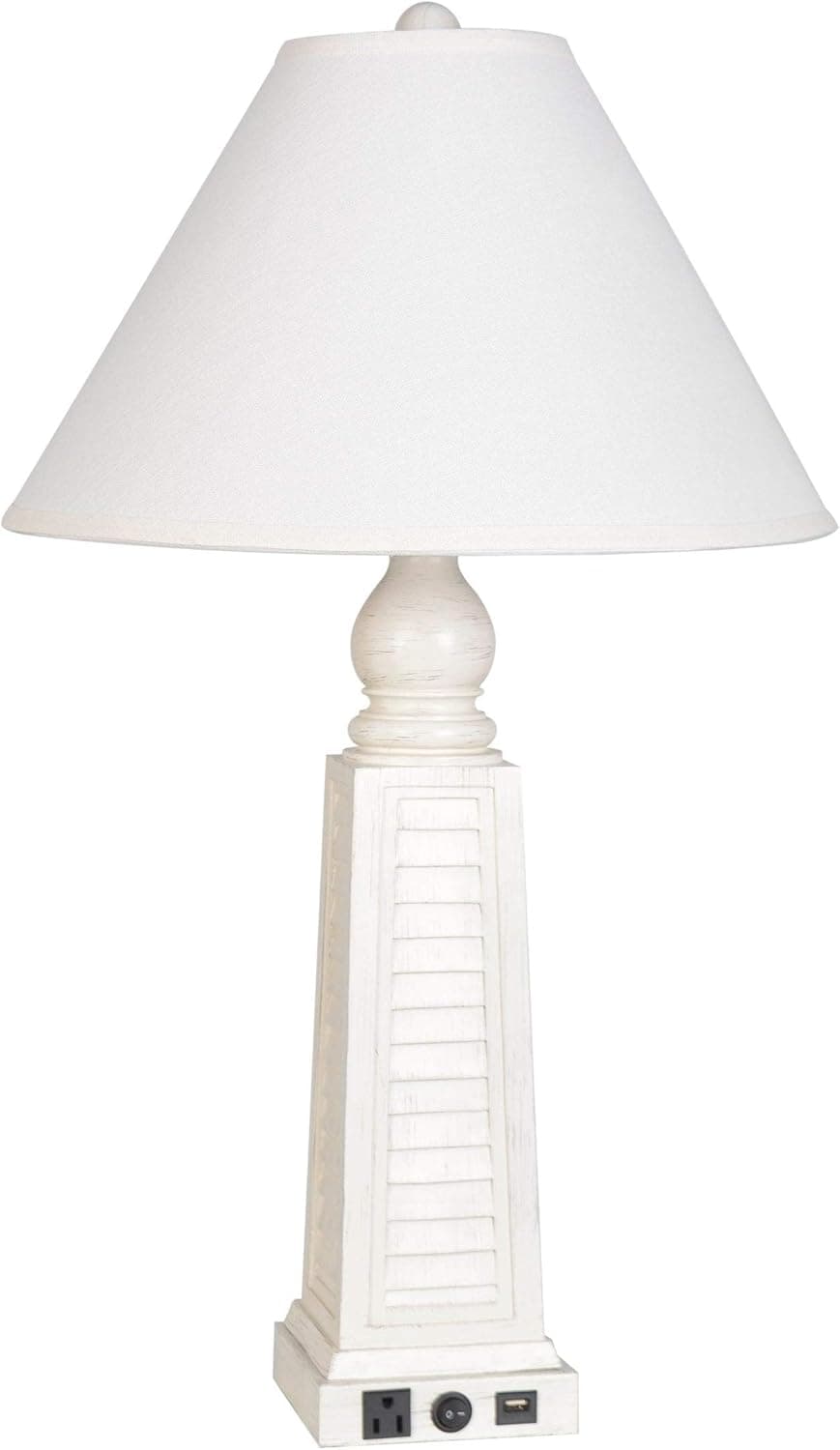 Lamps Per Se 30- Inch White Shutter USB Table Lamp (Set of 2) Modern Contemporary Nautical Coastal