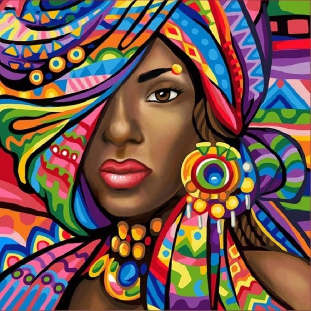 Adult Children's Wooden Puzzle 1000 Pieces African American Woman Art Drawing Pattern Game Fun Toys Gifts Suitable for Family Friends,Valentine's Day Gift