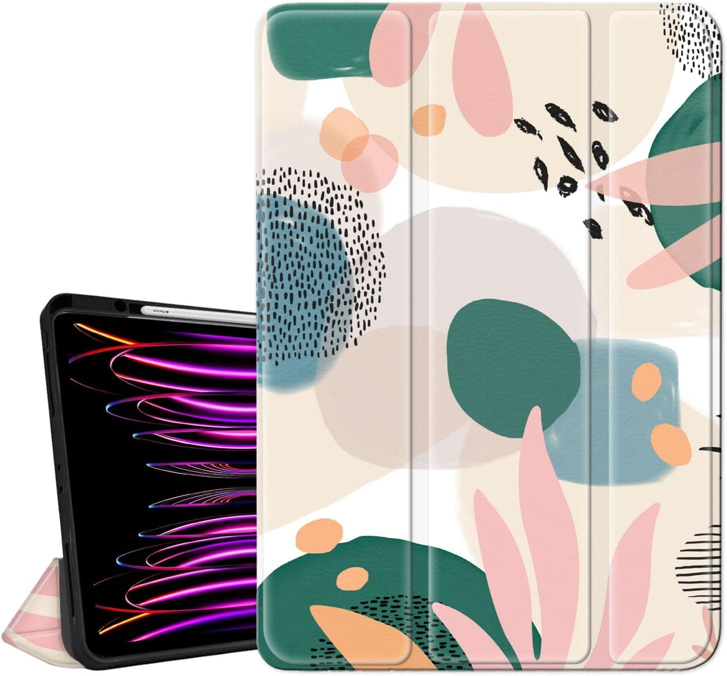 Hi Space iPad Pro 11 inch Case 2022 2021 2020 2018 4th 3rd 2nd 1st Generation with Pencil Holder, Art Graffiti Trifold Stand Protective Shockproof Cover Auto Sleep Wake