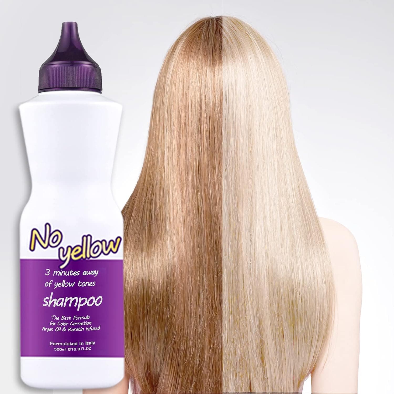 NUSPA 3 Minutes Purple Shampoo, Moisturizing Color Correction Sulfate Free Shampoo，No Yellow Shampoo for No Brass or Yellow - Argan Oil Keratin Infused,16.9OZ