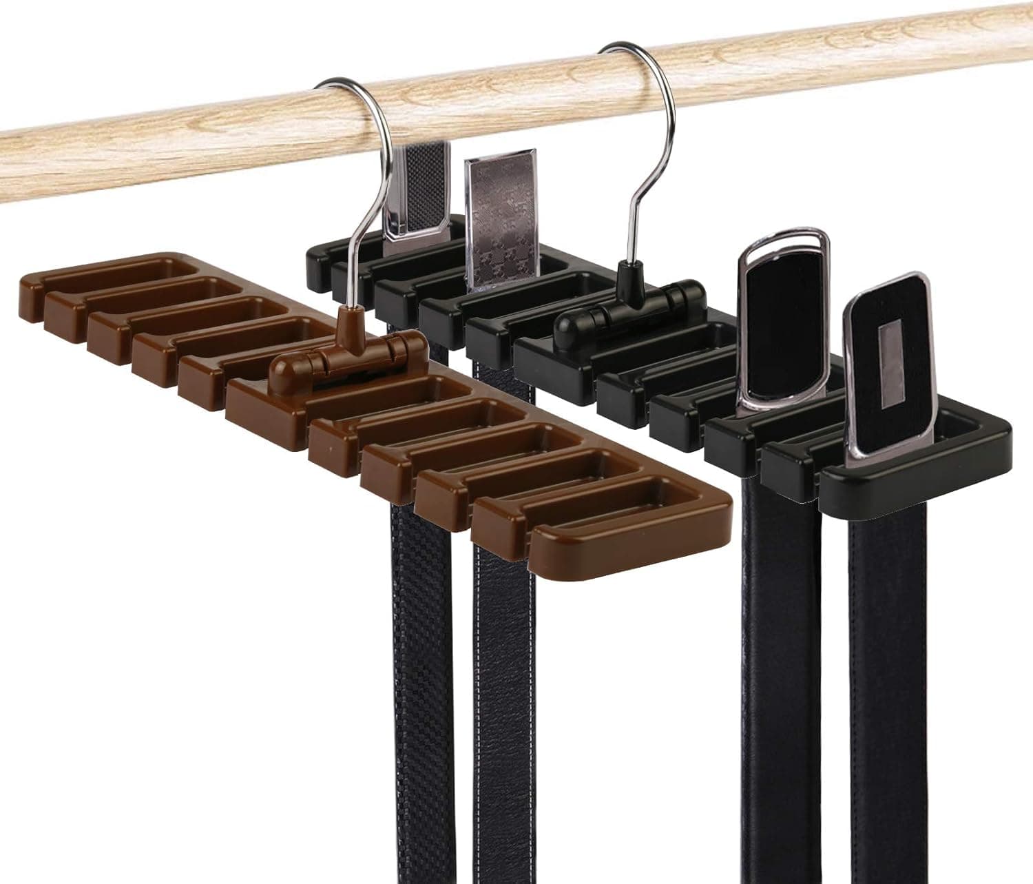 Belt Rack MEZOOM 2pcs Belt Hangers Tie Holder Homeware Closet Organizer with Stainless Steel 360° Swivel Hook for Belts Ties Scarves