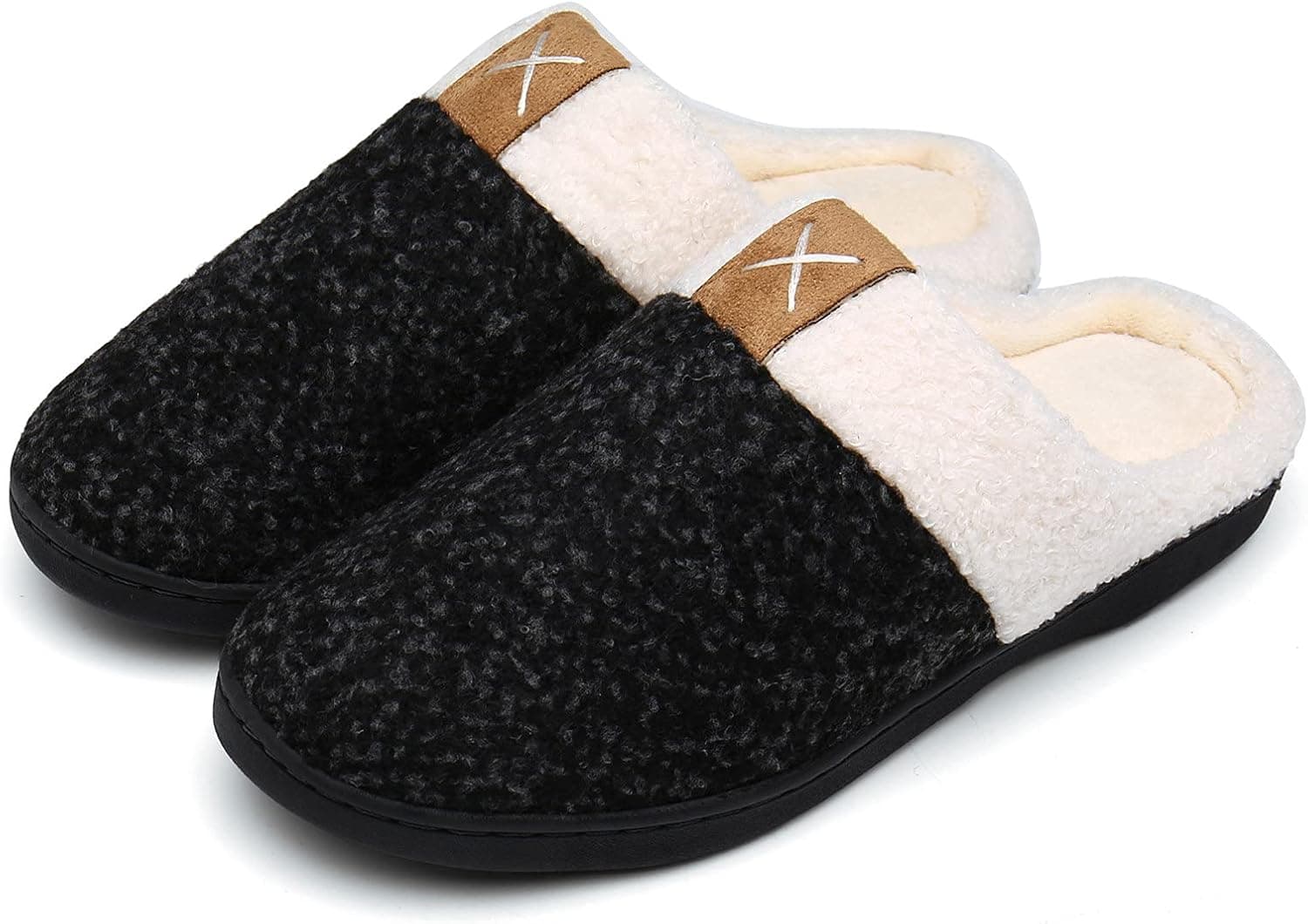 UBFEN Womens Mens Slippers Memory Foam Comfort Fuzzy Plush Lining Slip On House Shoes Indoor Outdoor