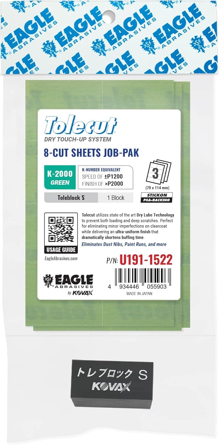 Tolecut PSA 8-Cut Block Sanding Sheets Job-PAK, Green K-2000, U191-1522, 3 Sheets + 1 Toleblock