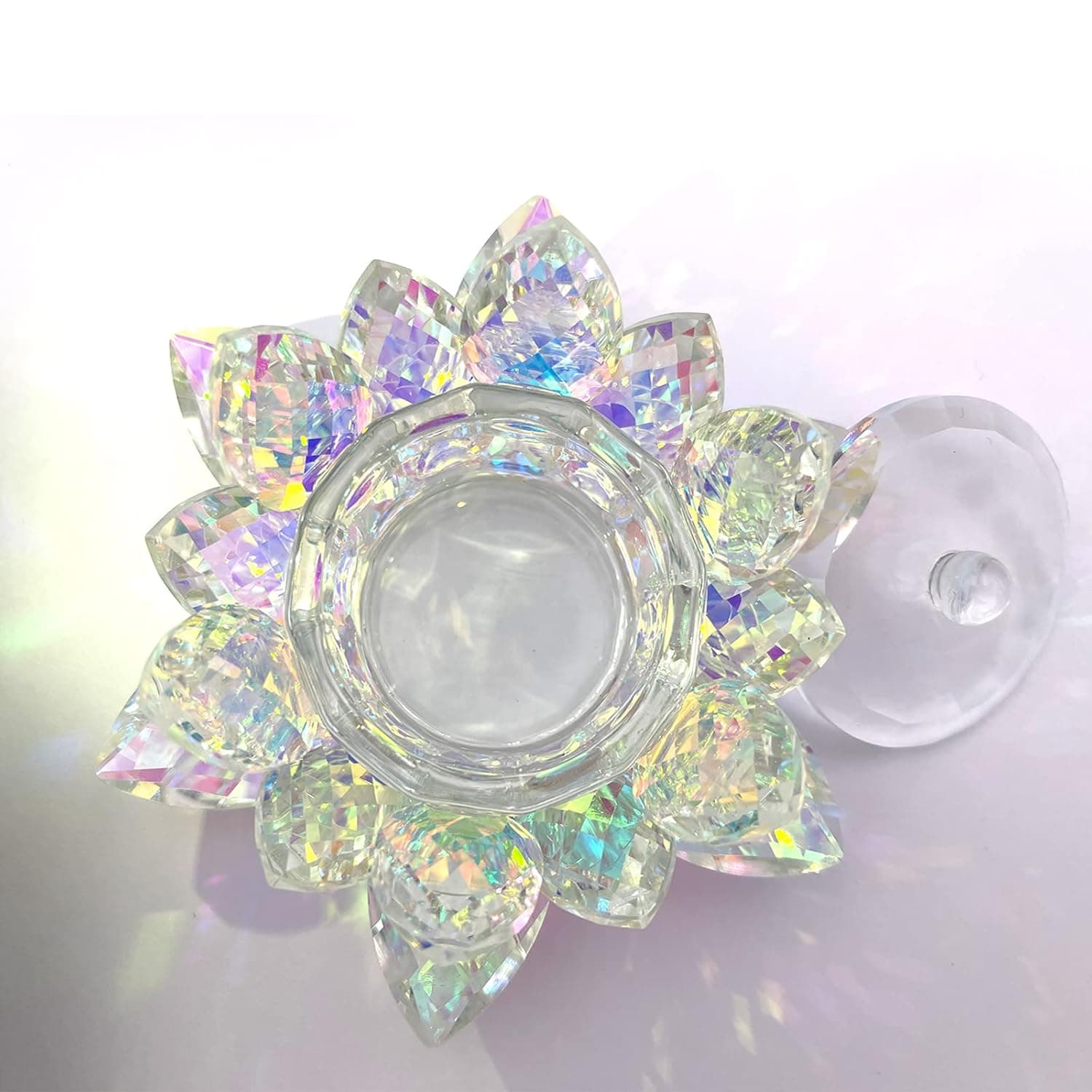 HOINCO Lotus Nail Art Dappen Dish, Acrylic Liquid Powder Dappen Dish Bowl Crystal Lotus Candle Holder Glass Crystal Cup with Lid for Nail Art Manicure Care Tools