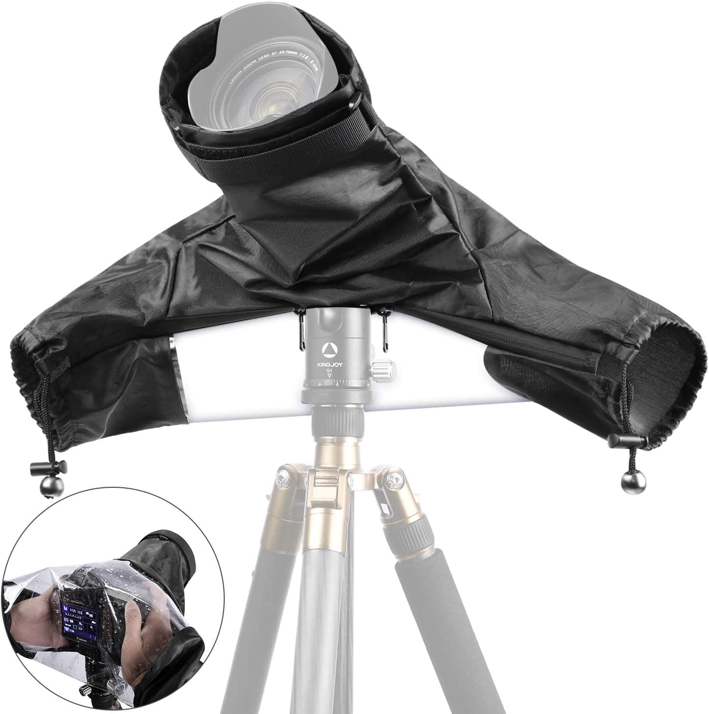 Neewer Pro Camera Rain Cover Shield Coat Protector Sleeve Dust-Proof Waterproof Nylon Rainwear for Large Canon, Nikon, Sony, Pentax, Sigma, Tamron and Other DSLR Cameras (Black)