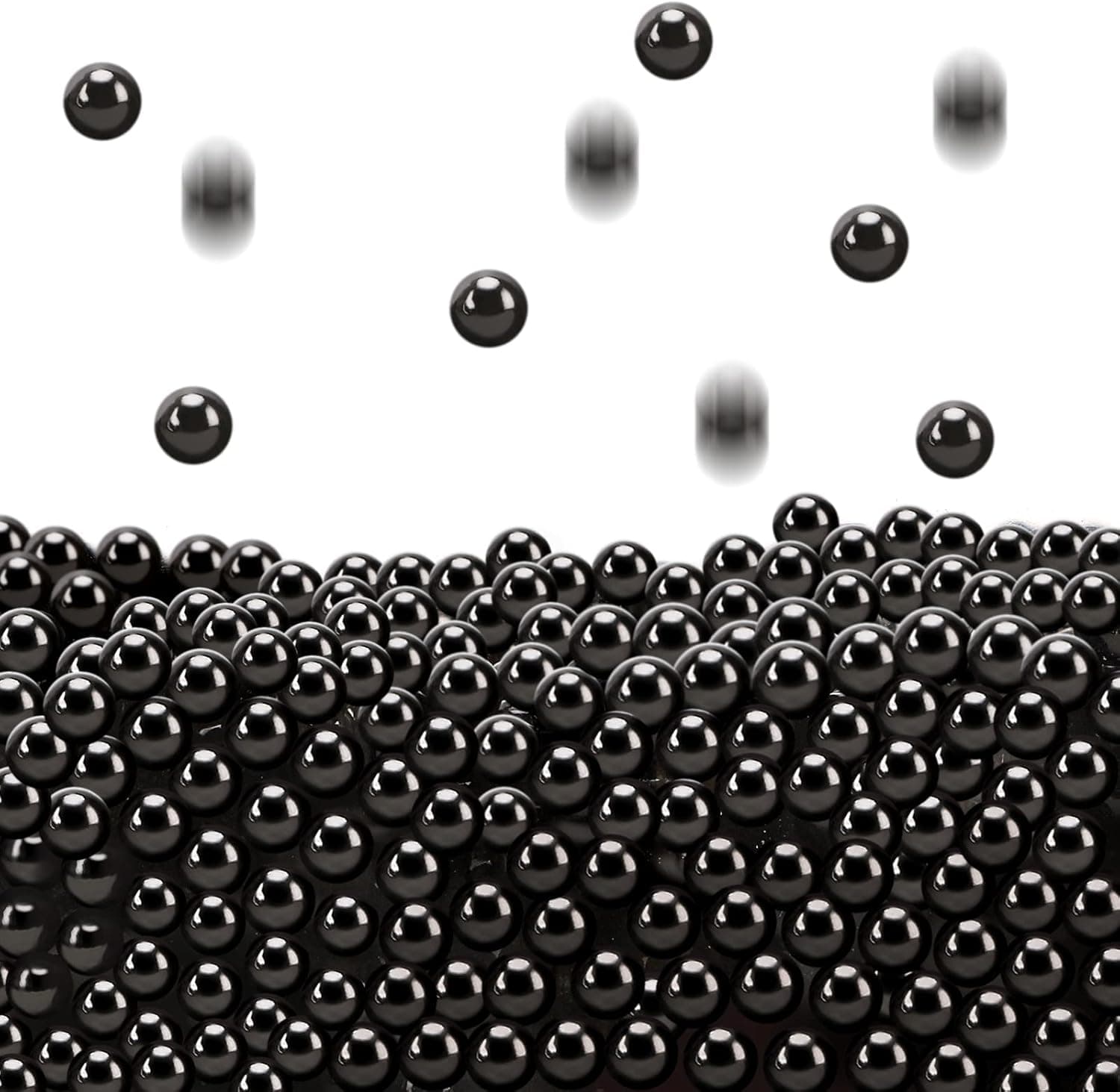 SUREAM 7500Pcs No Hole Polished Beads for Makeup Brush Organizer, Round Shiny Pearls for Vase Filler, Durable Beads for Wedding Centerpiece, Table Scatter, Home Birthday Party, 4mm/0.15Inch Black