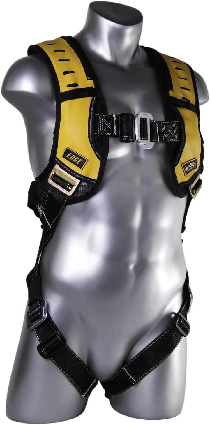 Guardian Fall Protection 181060 Basic HUV Premium Edge Series Harness with Pass-Thru Chest and Pass-Thru Leg Buckles, Yellow/Black, Small
