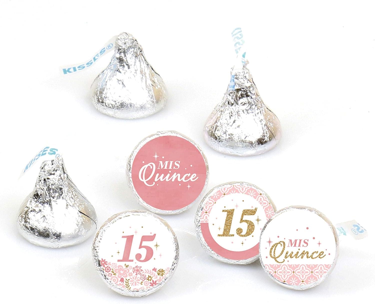 Big Dot of Happiness Mis Quince Anos - Quinceanera Sweet 15 Birthday Party Round Candy Sticker Favors - Labels Fit Chocolate Candy (1 Sheet of 108)