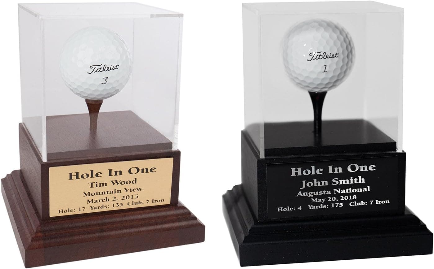 Eureka Golf Products Acrylic Hole in One Display with Wood Base