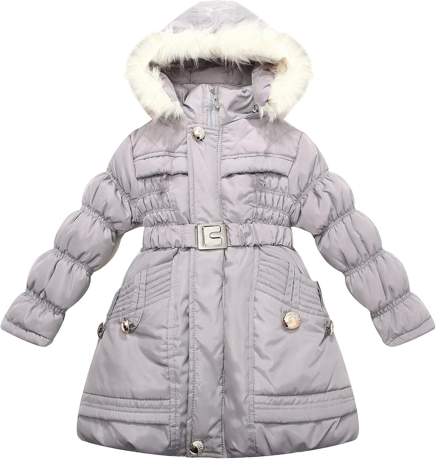 Richie House Little Big Girls' Padding Jacket Buckle Belt Size 3-14