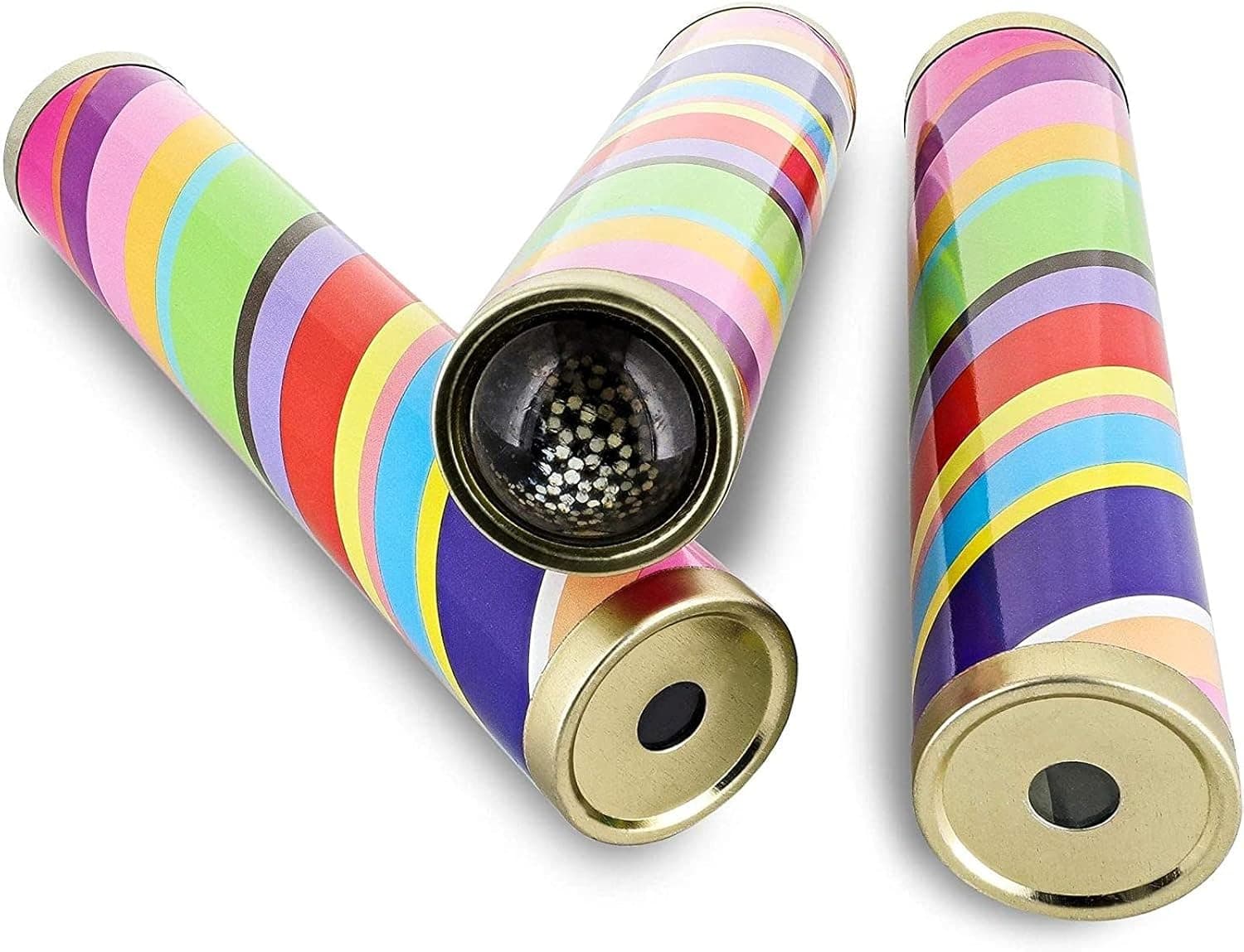 Blue Panda Kaleidoscope - 3 Pack Set Metal Kaleidoscopes, Tin Kaleidoscope Tube Light Prism Lens, Great Party Favors Birthday Gifts Children, 8 x 1.32 x 1.32 inches
