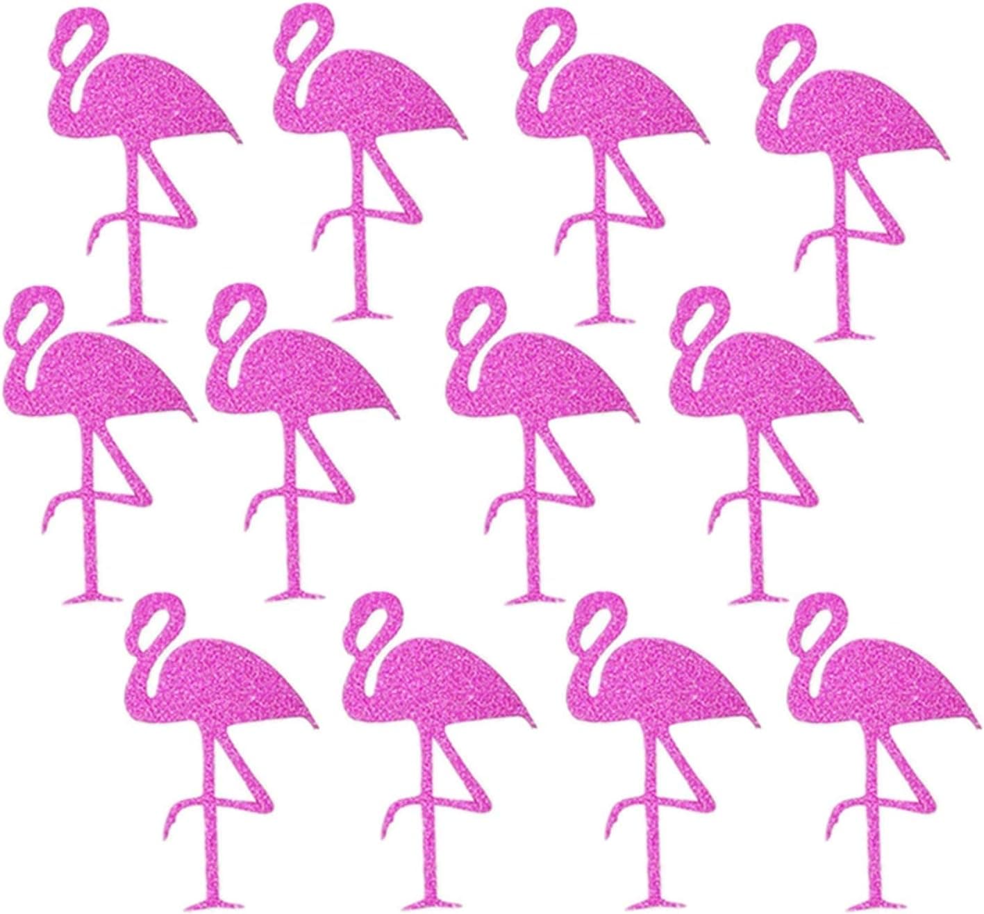 JANOU Flamingo Stickers Pink Glitter Flamingo Gift Tag Stickers Labels Decals for Wedding Birthday Luau Party Decoration Pack 12pcs