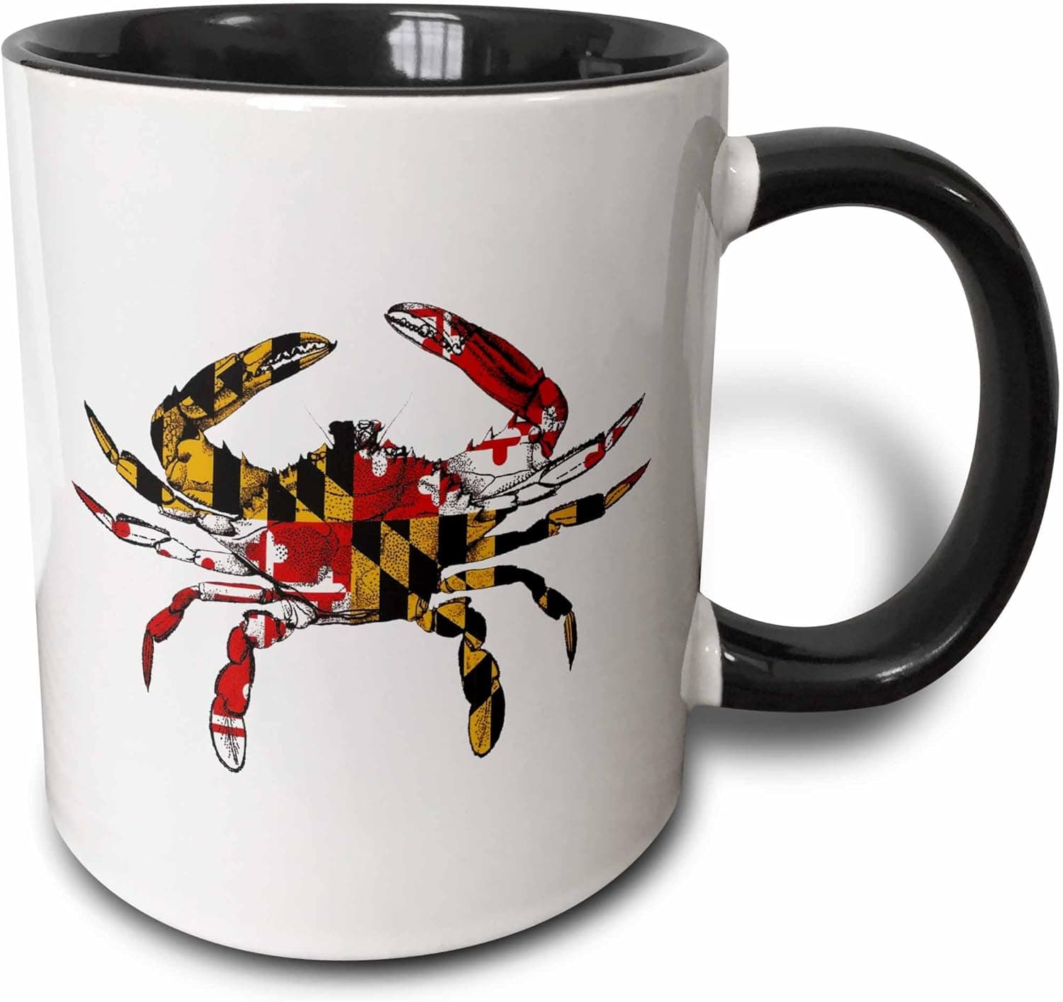 3dRose Maryland Crab Flag Two Tone Mug, 1 Count (Pack of 1), Black