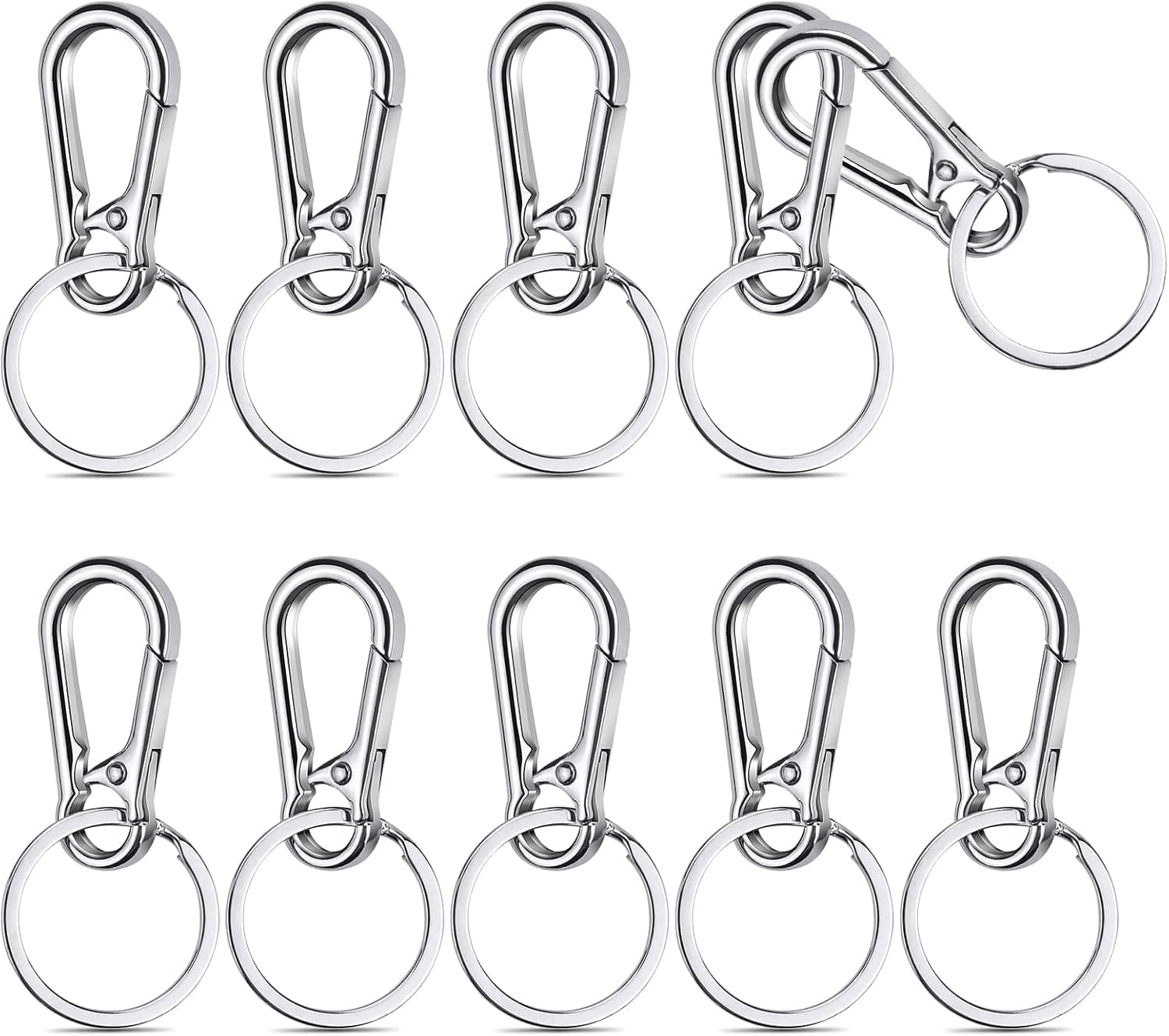 CZWESTC 10 Pcs Metal Carabiner Keychain Clips, Keychain Clip Hook, Key Ring Clips Holder Organizer for Car Key Finder