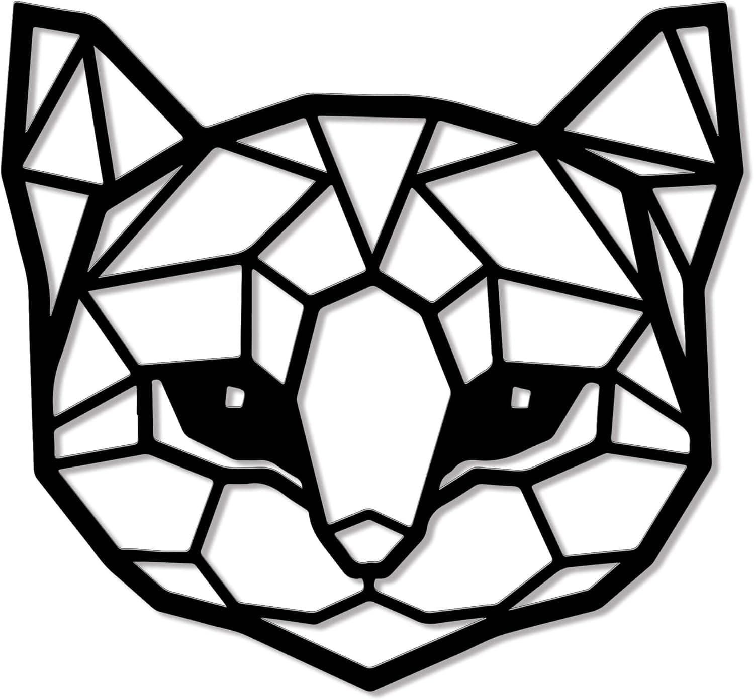Black Metal Wall Art Metal Geometric Cat Head Wall Decor-11.6"X12.8",Gift For Cat Lovers,Modern Metal Line Art Hanging Picture For Home,Living Room,Bathroom,Bedroom,Cafe,Bar,Housewarming Gift