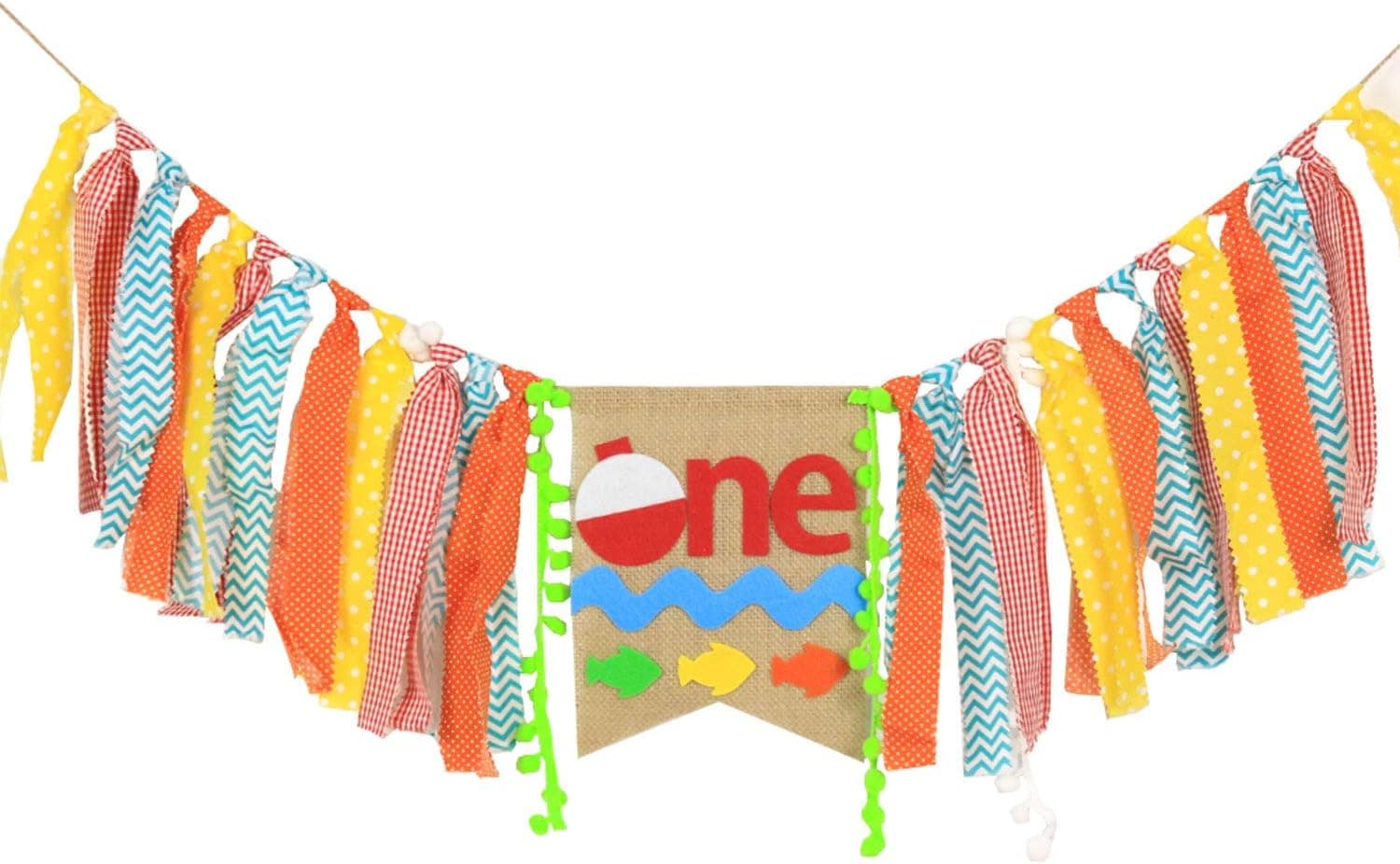WAOUH High Chair Banner for 1st Birthday - First Birthday Decorations for Photo Booth Props, Birthday Souvenir and Gifts for Kids, Best Party Supplies (O-Fish-Ally ONE)