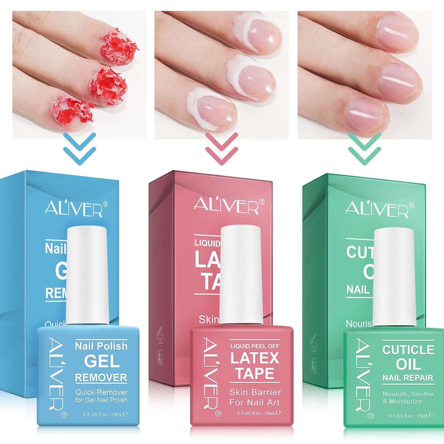 Gel Nail Polish Remover - Quick Gel Polish Remover for Nails in 3-5 Minutes, Gel Nail Remover with Nail Cuticle Oil and Latex Tape, Easy Gel Remover Kit, No Soaking or Wrapping Remove Gel Polish