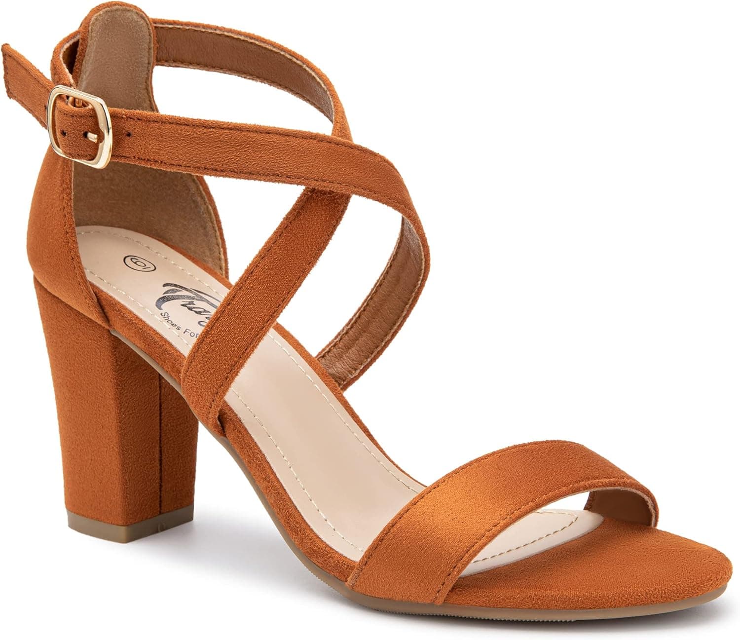 Trary Chunky Heels for Women, Strappy Sandals for Women High Heel, Open Toe Womens Heels Sandals, Wedding Shoes for Bride, Summer Dressy Bridesmaid Heels, Homecoming Prom Shoes, Ankle Strap 3 Inch Block Heels