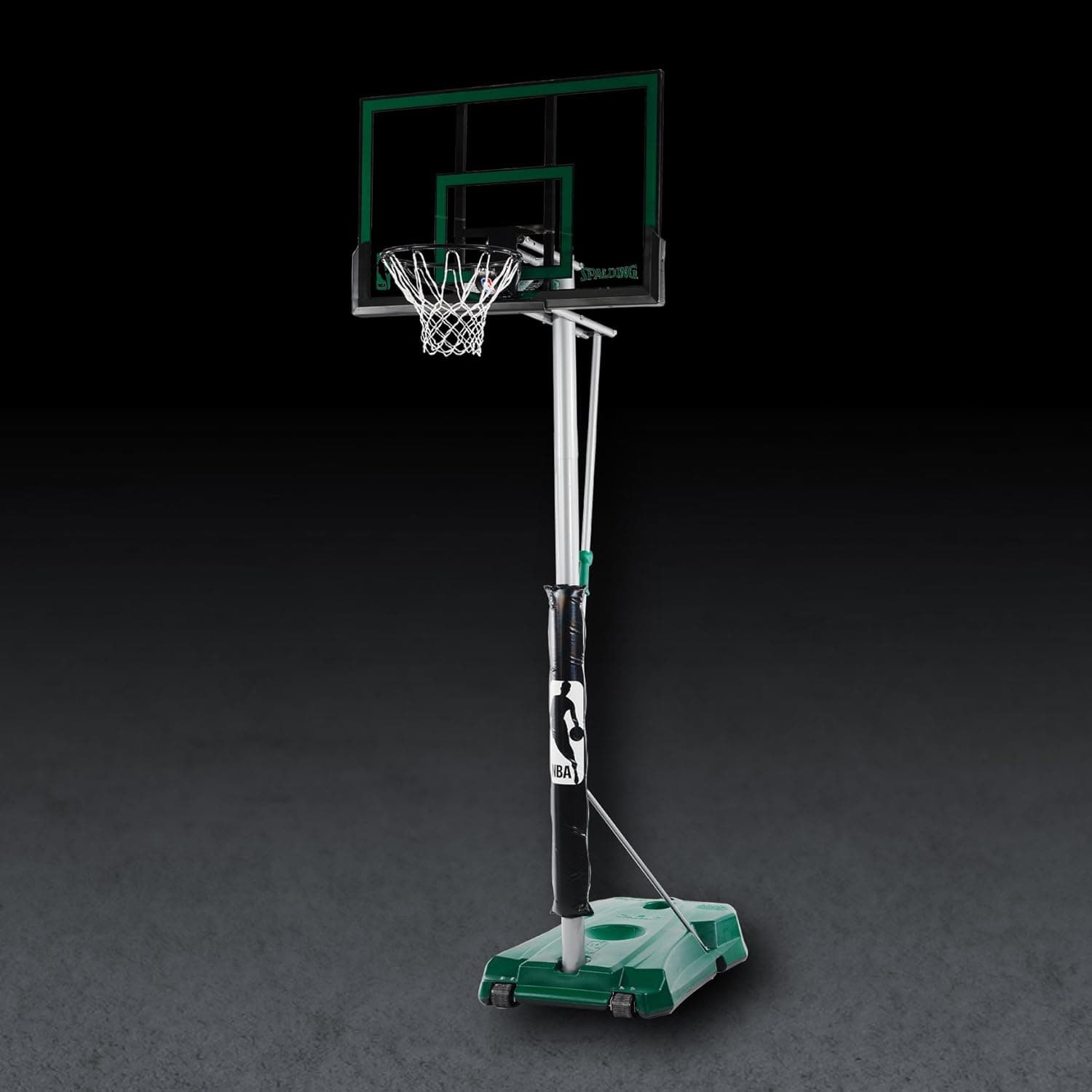 Spalding NBA Hercules Vertical Pole Portable Basketball System - 52" Acrylic Backboard, Green Base