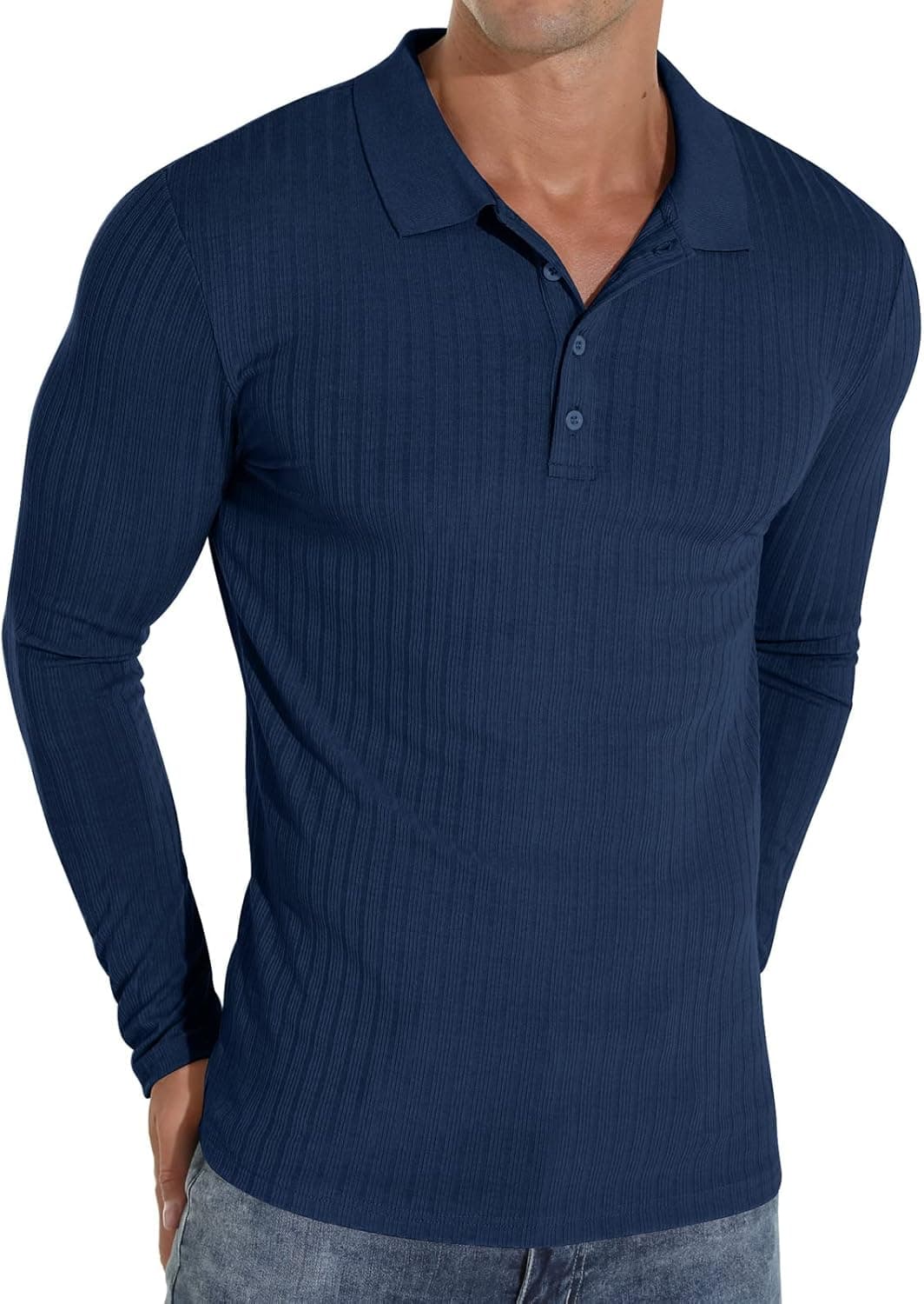 Askdeer Men's Polo Shirts Classic Stretch Slim Fit Casual Shirts
