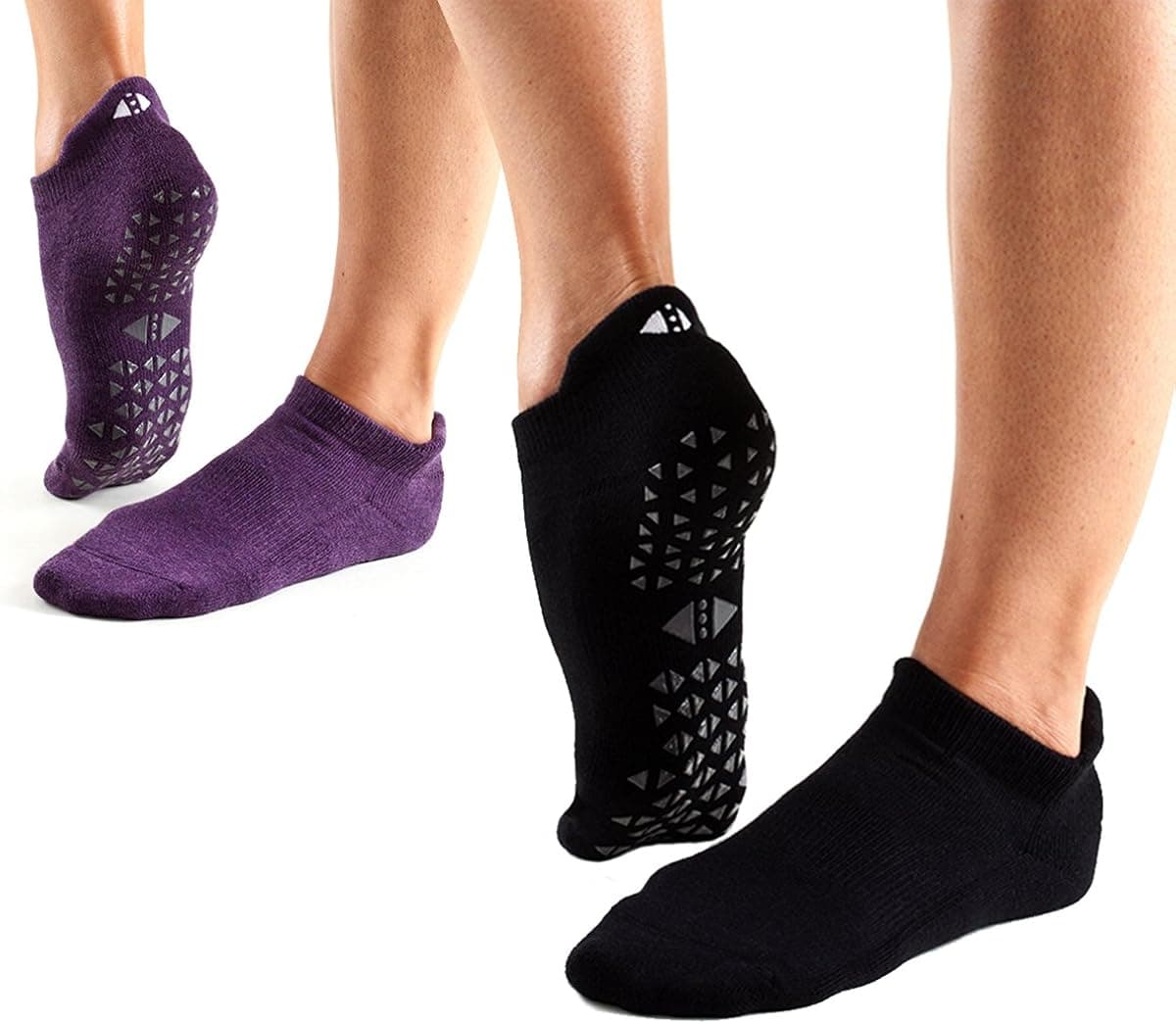 Tavi Noir Savvy Grip Socks for Yoga and Pilates 2 Pack (Ebony & Lavender, M)