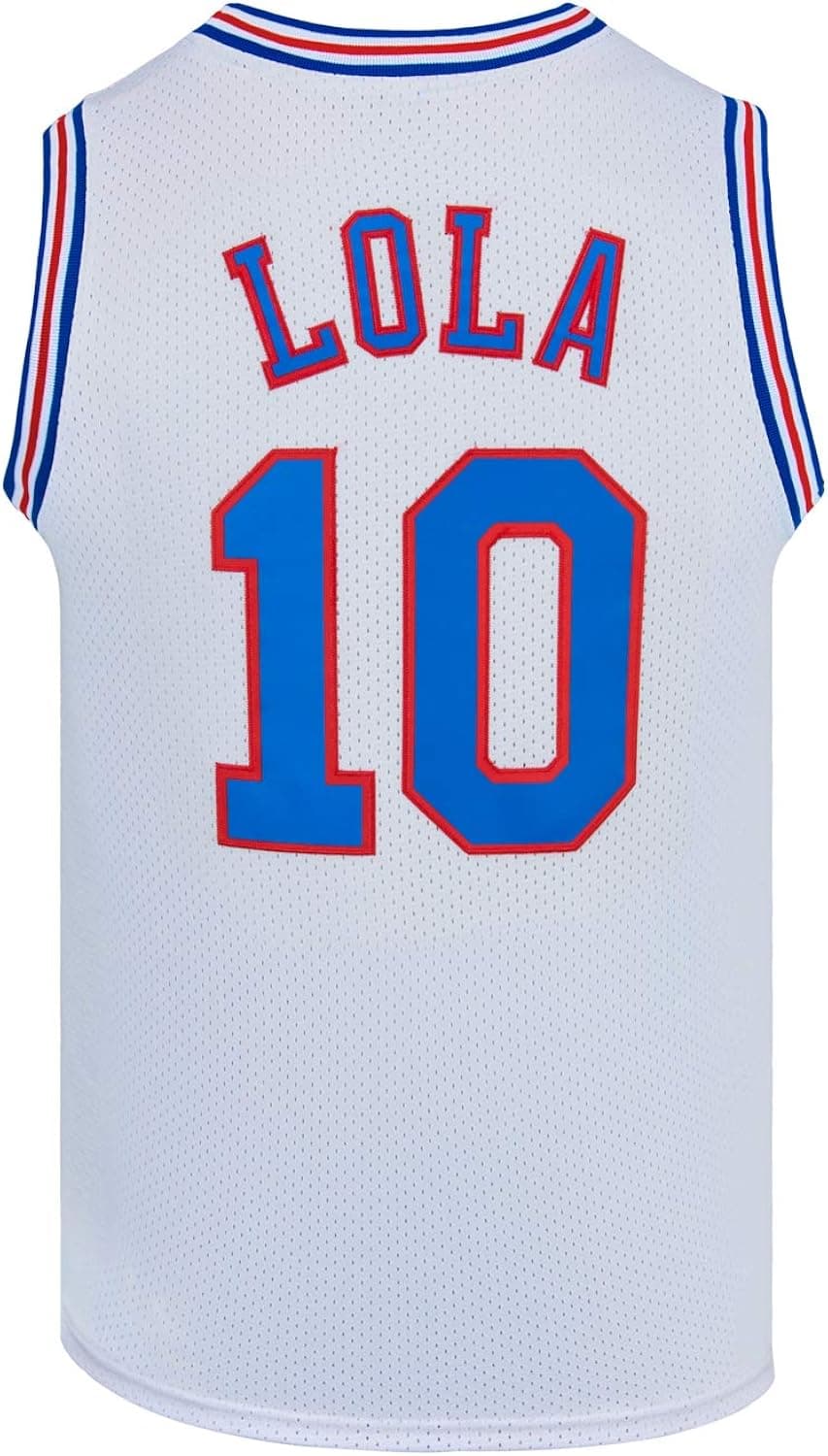 Mens Basketball Jerseys #10 Lola Space Movie Jersey Shirts White/Black