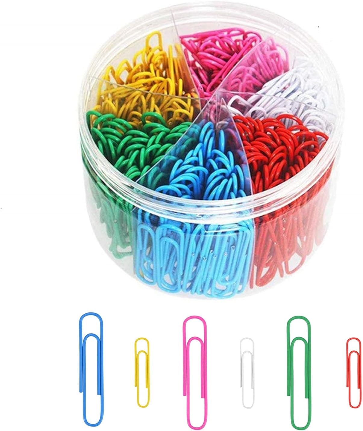 DTRWFNM 450 Pcs Paper Clips, Medium and Jumbo Assorted Sizes 1.1 Inch (28mm), 2 Inch (50mm), Vinyl Coated Colorful Paperclips for Office, School, Home Supplies, and Personal Use Multicolor