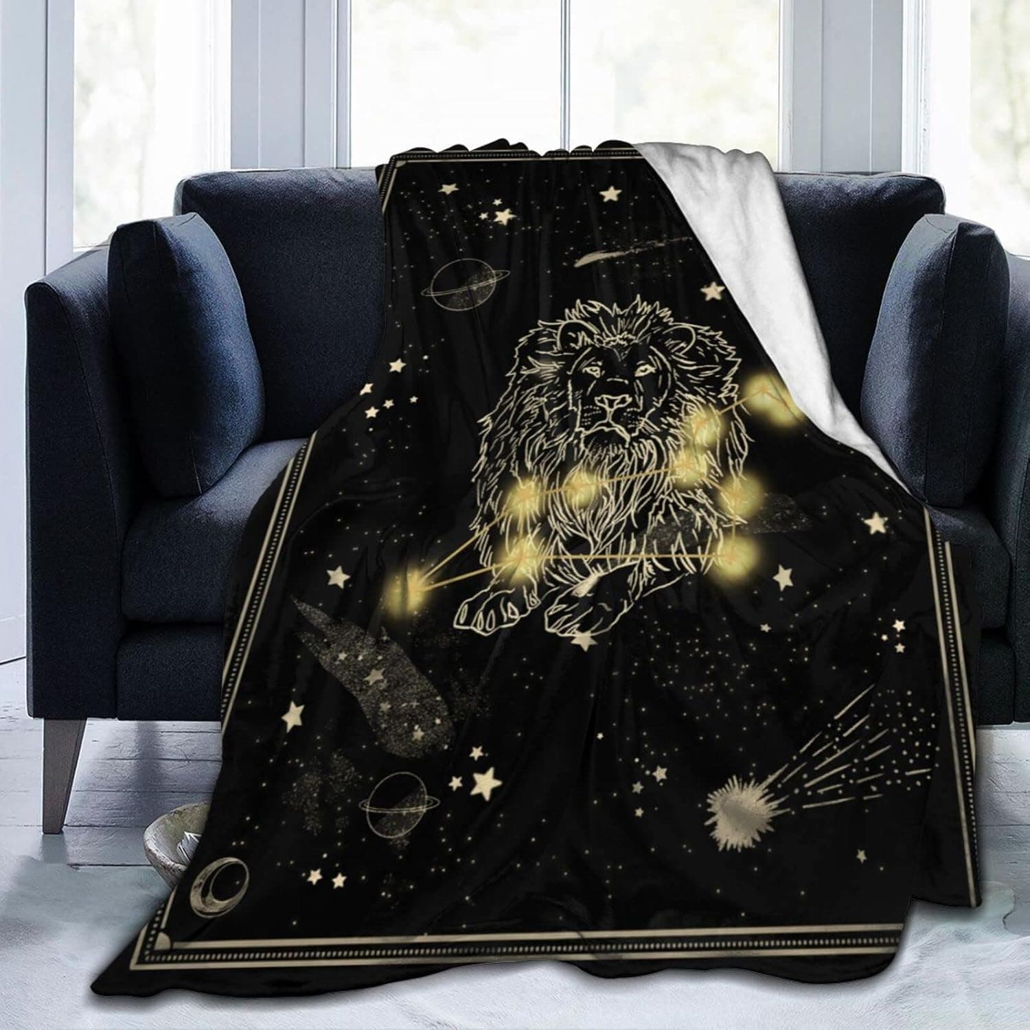 12 Constellation Zodiac Sign Leo Throw Blanket 50"x40" Flannel Fleece Blanket for Couch Bed Sofa Travelling Camping for ​Kids Adults