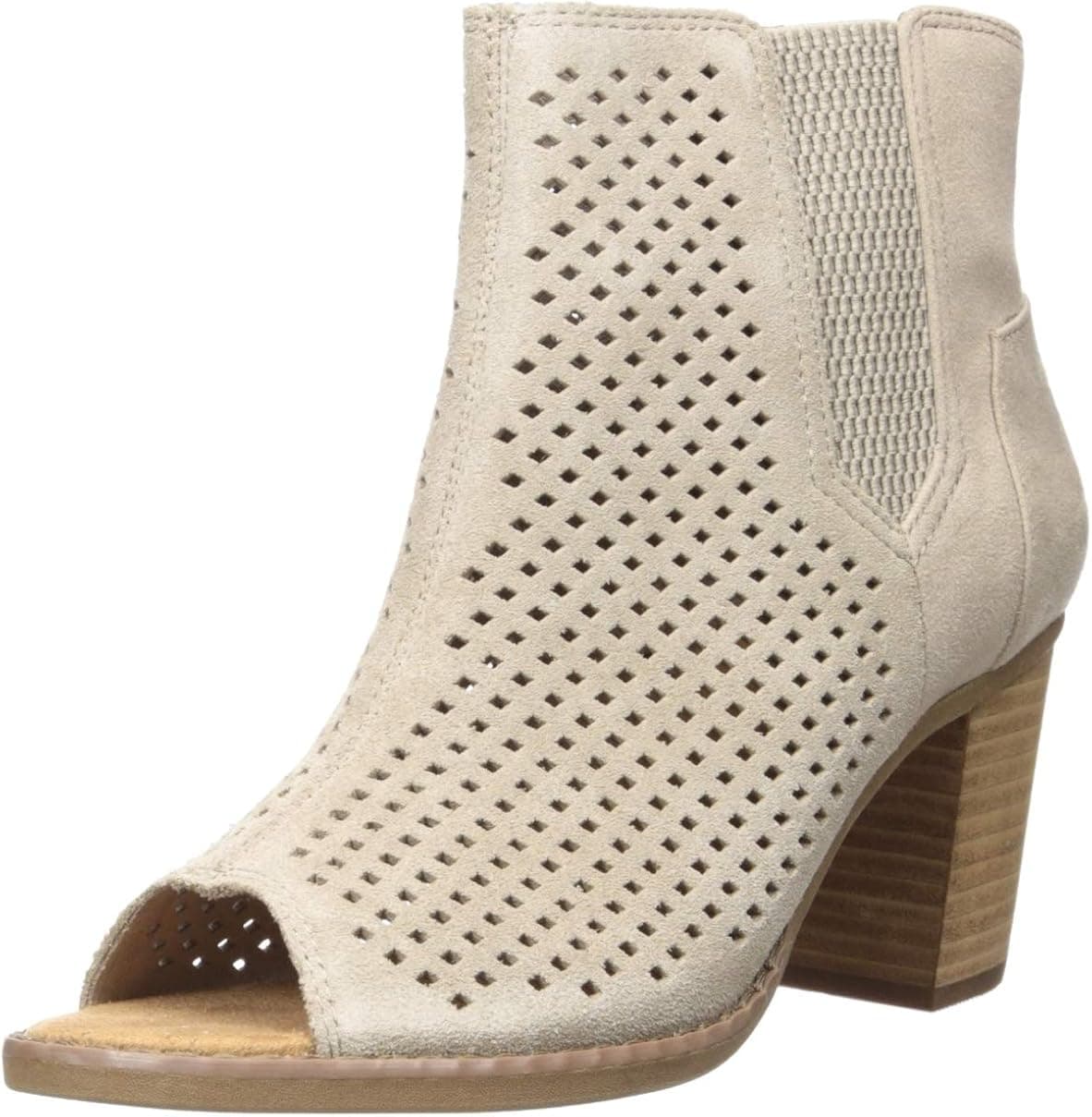 TOMS Black Suede Perforated Leaf Booties 10010013